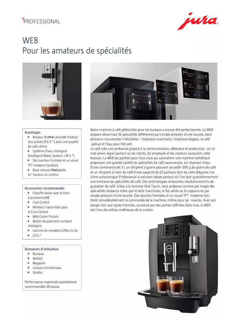 Page 1 de la notice Fiche technique Jura WE8