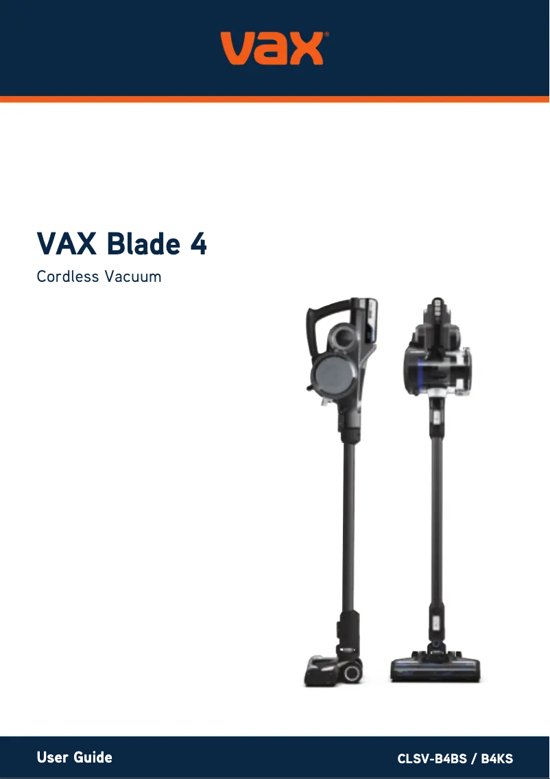 Page n°1 - Manuel utilisateur Vax Blade 4