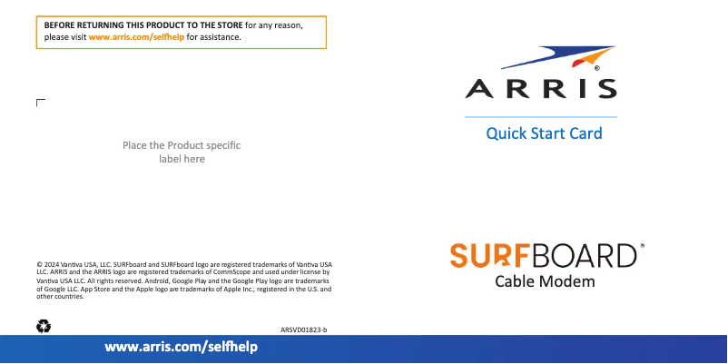 Page n°1 - Guide de démarrage rapide Arris SURFboard S34