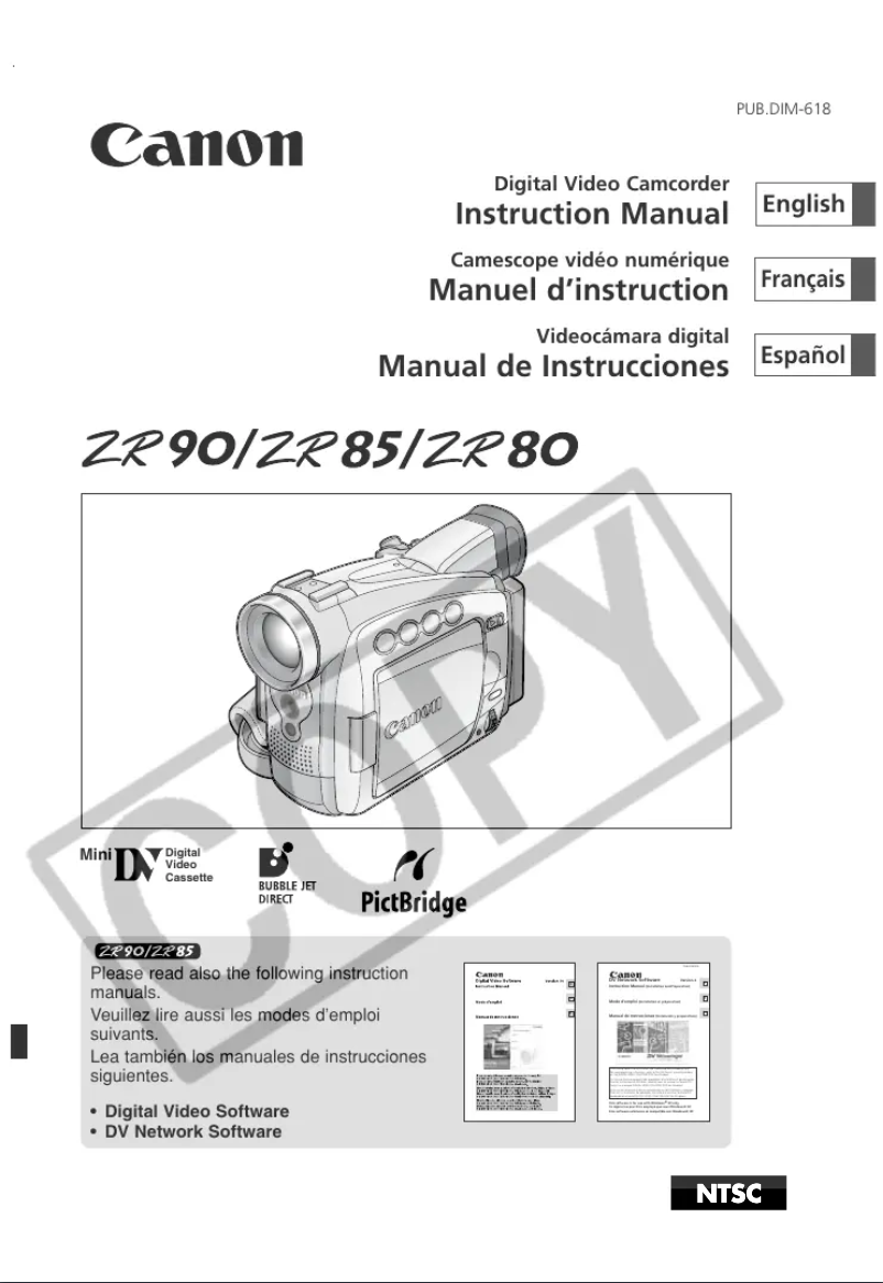 Page n°1 - Manuel utilisateur Canon ZR80
