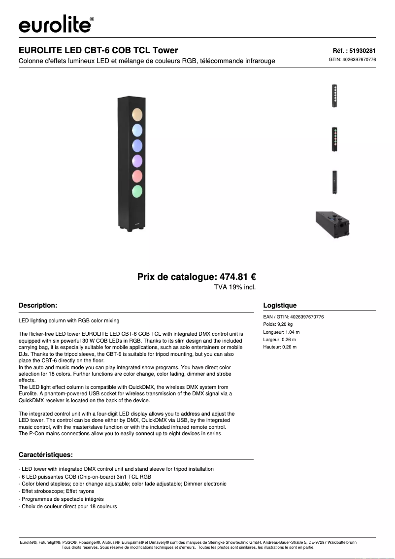 Image de la première page du manuel de l'appareil LED CBT-6
