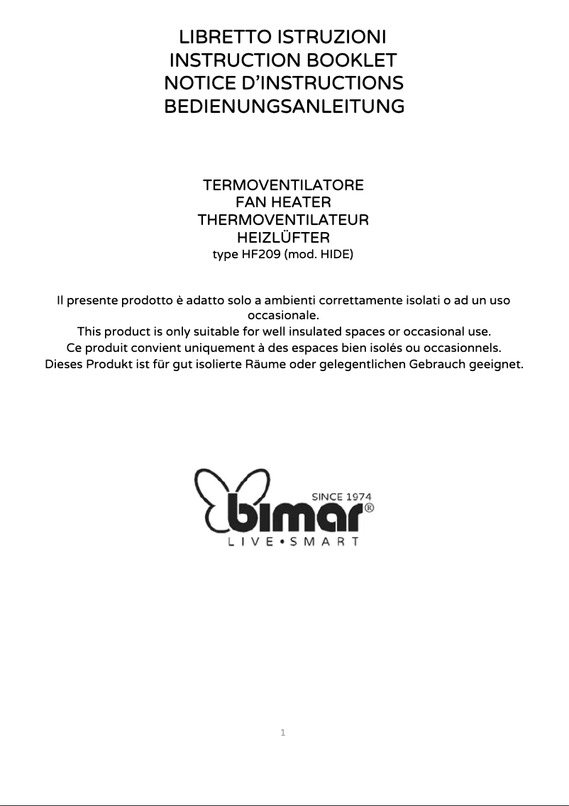 Page n°1 - Manuel utilisateur Bimar HF209