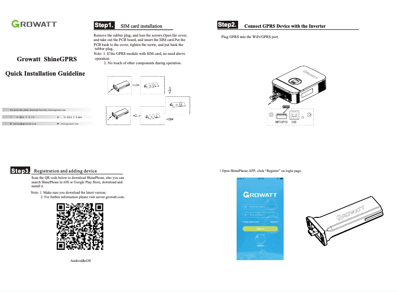 Page n°1 - Manuel utilisateur Growatt Shine GPRS-F