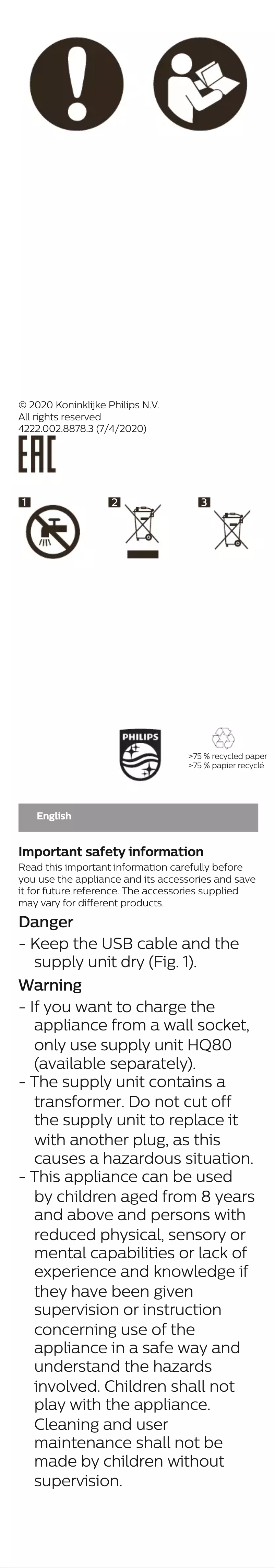 Page 1 de la notice Manuel utilisateur Philips Series 1000 BT1216