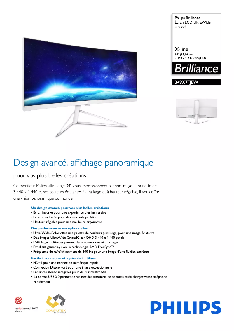 Página 1 del manual Ficha técnica Philips 349X7FJEW