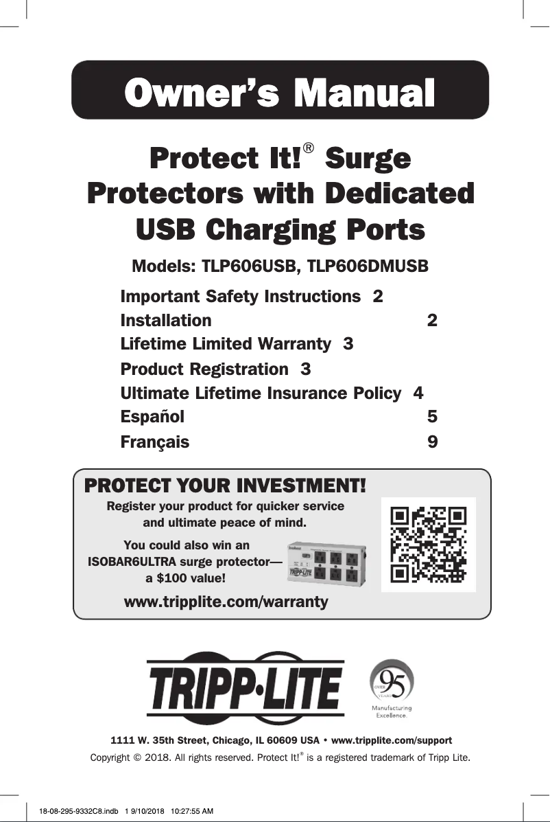 Image de la première page du manuel de l'appareil Protect It! TLP606USB
