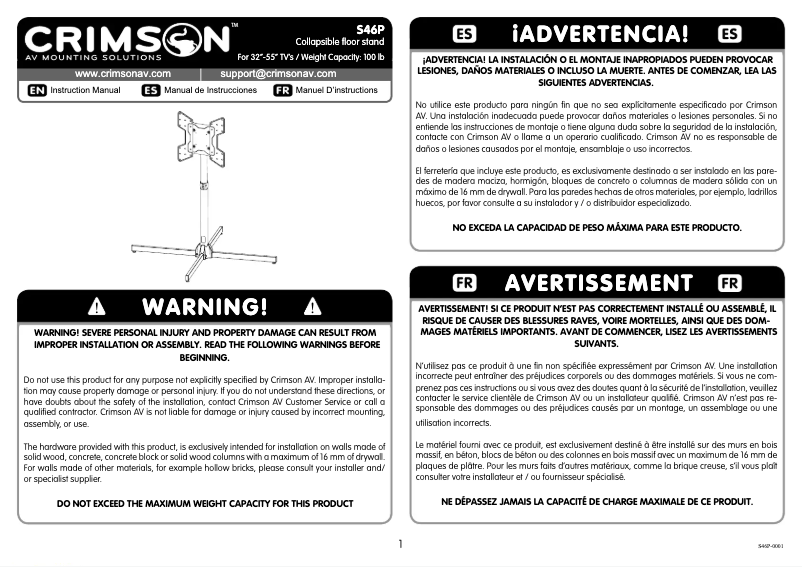 Page 1 de la notice Manuel utilisateur Crimson M46PC