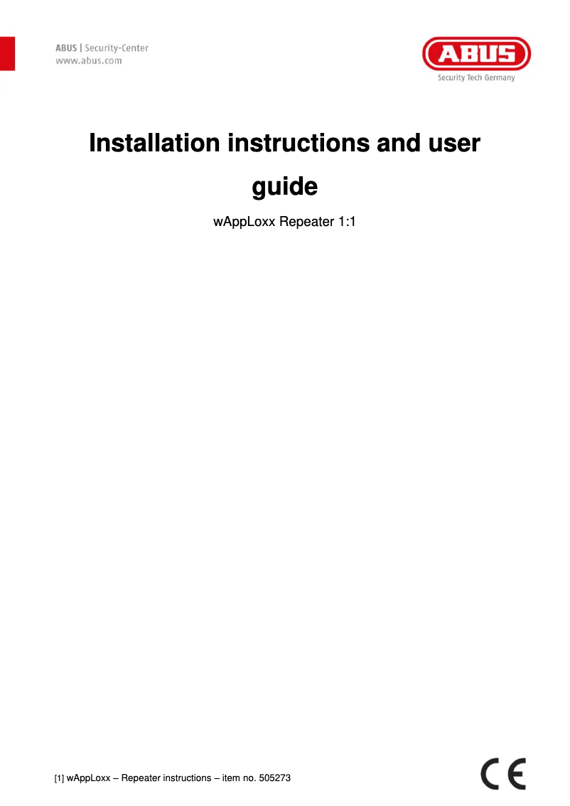 Page n°1 - Manuel utilisateur Abus WLX Repeater