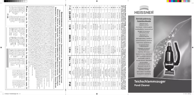 Page n°1 - Manuel utilisateur Heissner F1-00