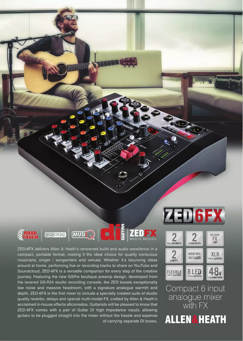 Página 1 del manual Folleto Allen & Heath ZED-6FX