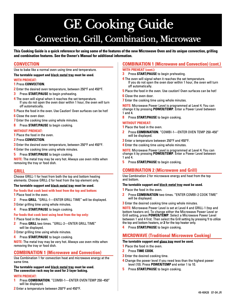 Page 1 de la notice Guide d'installation GE JES1290BJ