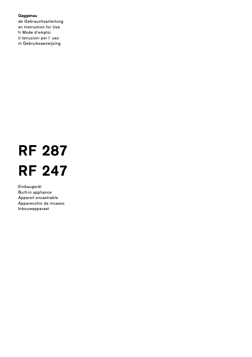 Image de la première page du manuel de l'appareil RF 247 202