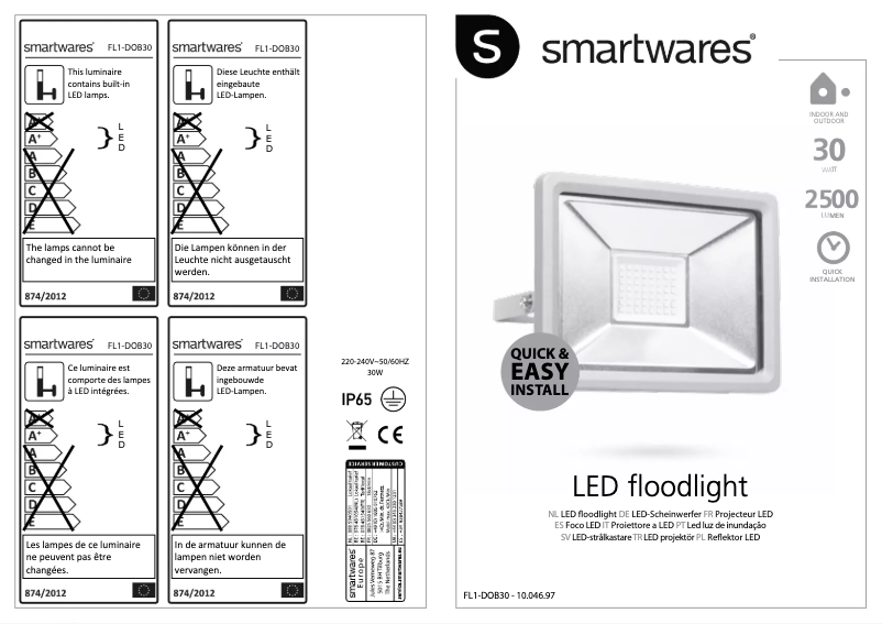 Page n°1 - Manuel utilisateur Smartwares FL1-DOB30