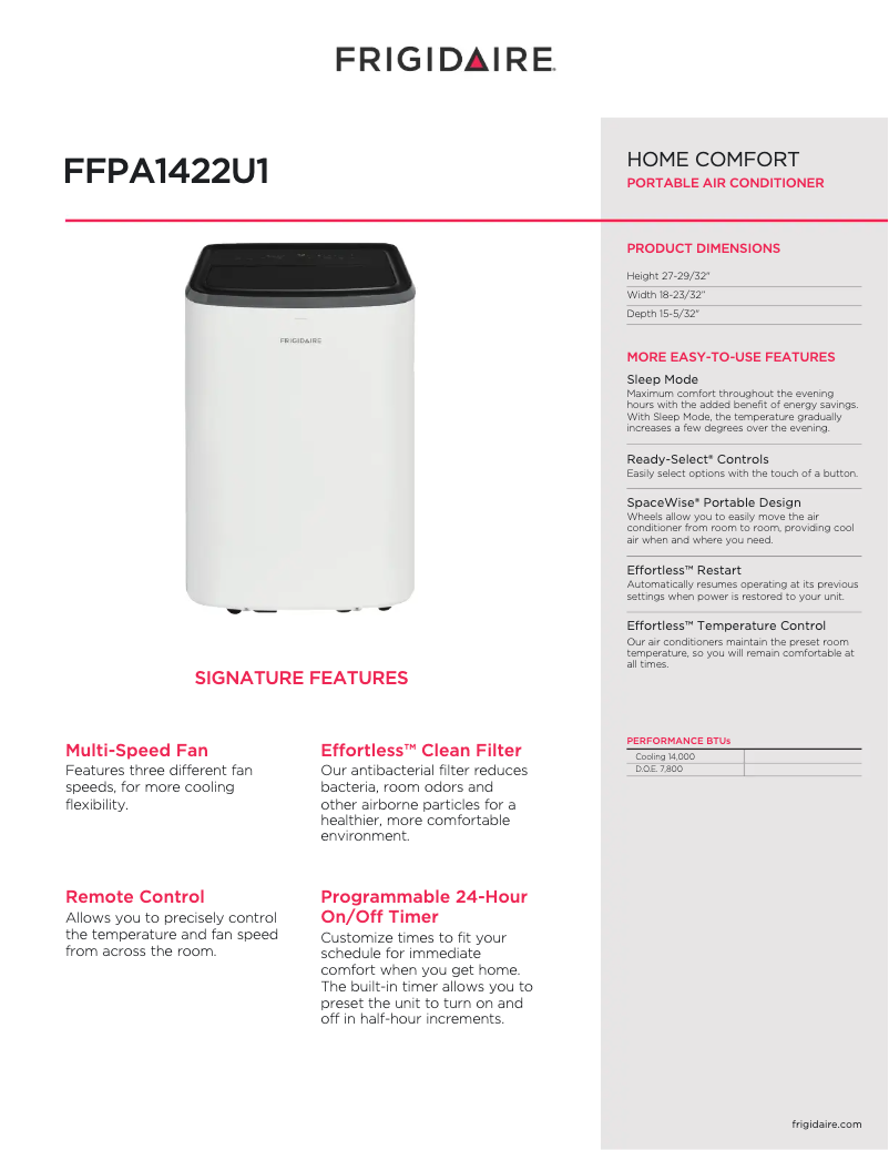 Image de la première page du manuel de l'appareil FFPA1422U1