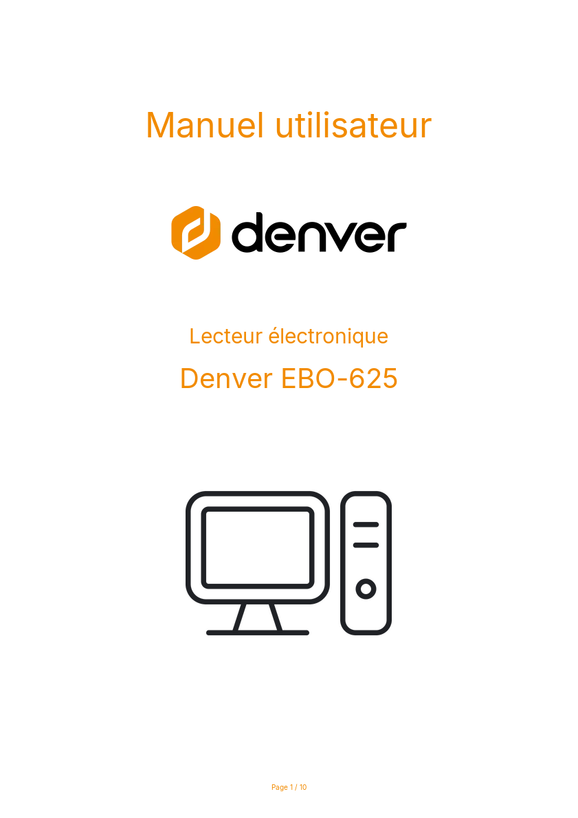 Page n°1 - Manuel utilisateur Denver EBO-625
