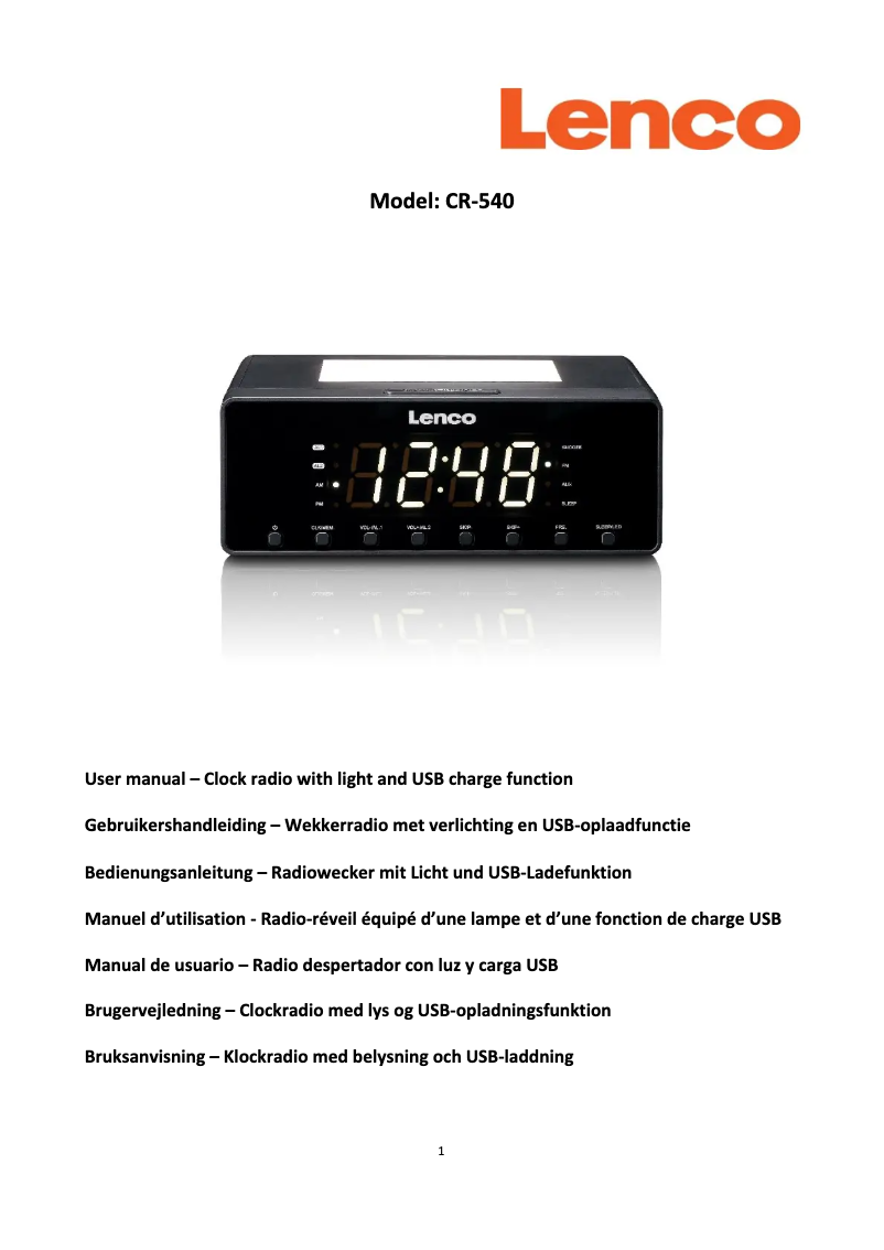 First page image of the manual for CR-540