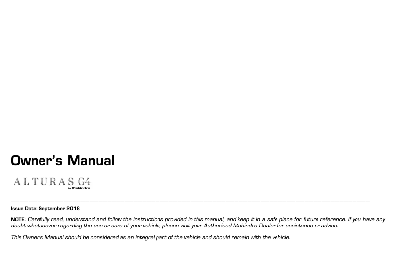 Image de la première page du manuel de l'appareil Alturas