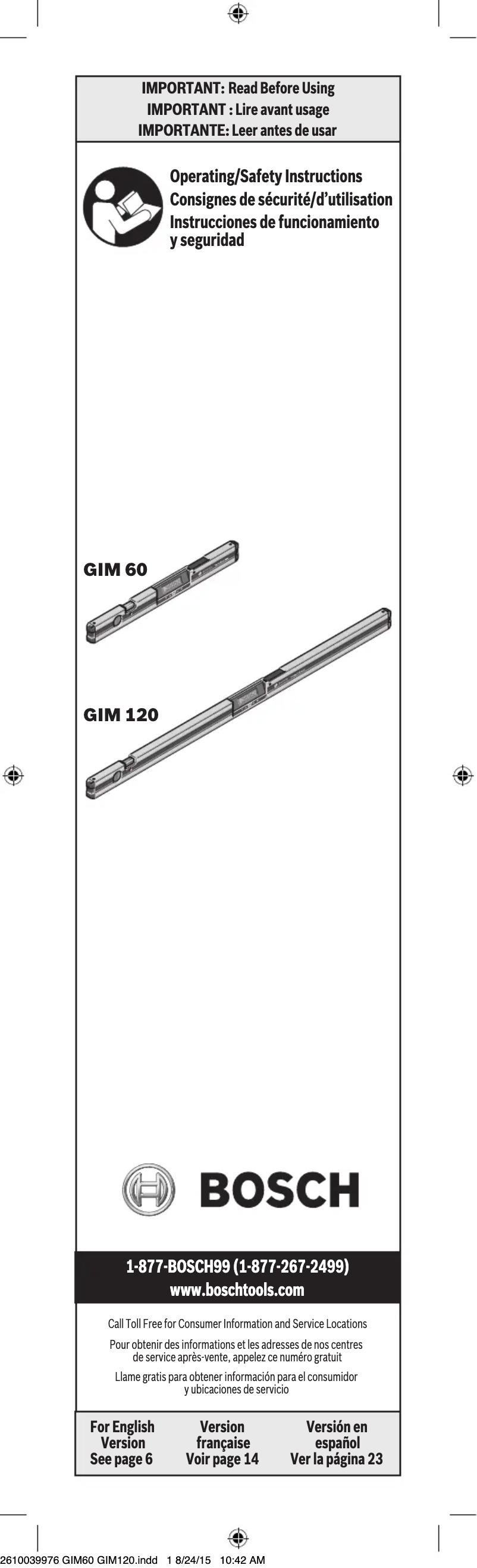 Image de la première page du manuel de l'appareil GIM 120