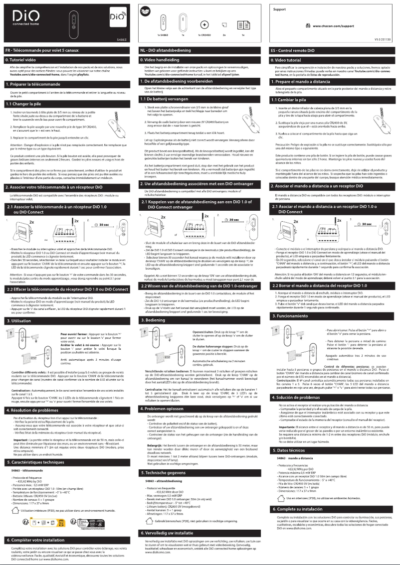 Page 1 de la notice Manuel utilisateur DiO 54863