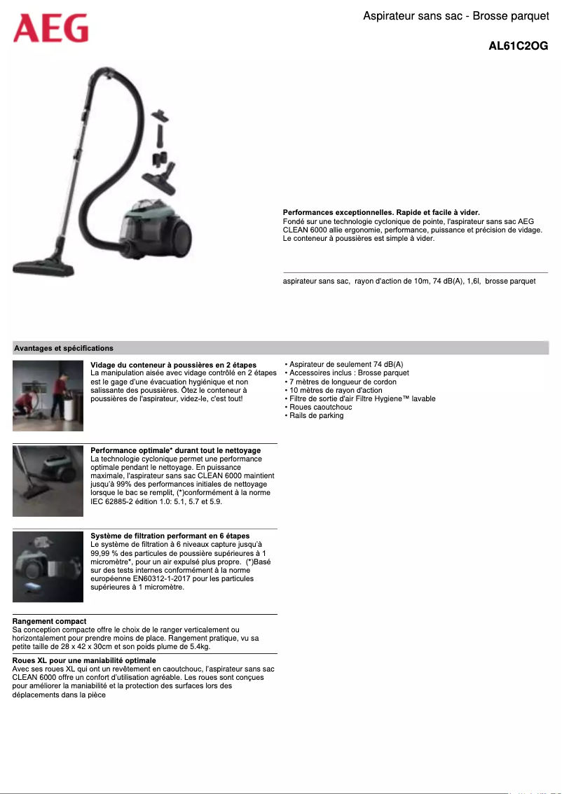 Page 1 de la notice Manuel utilisateur AEG AL61C2OG