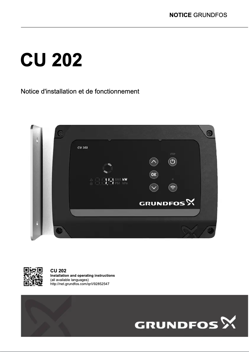 Page n°1 - Guide d'installation Grundfos CU 202
