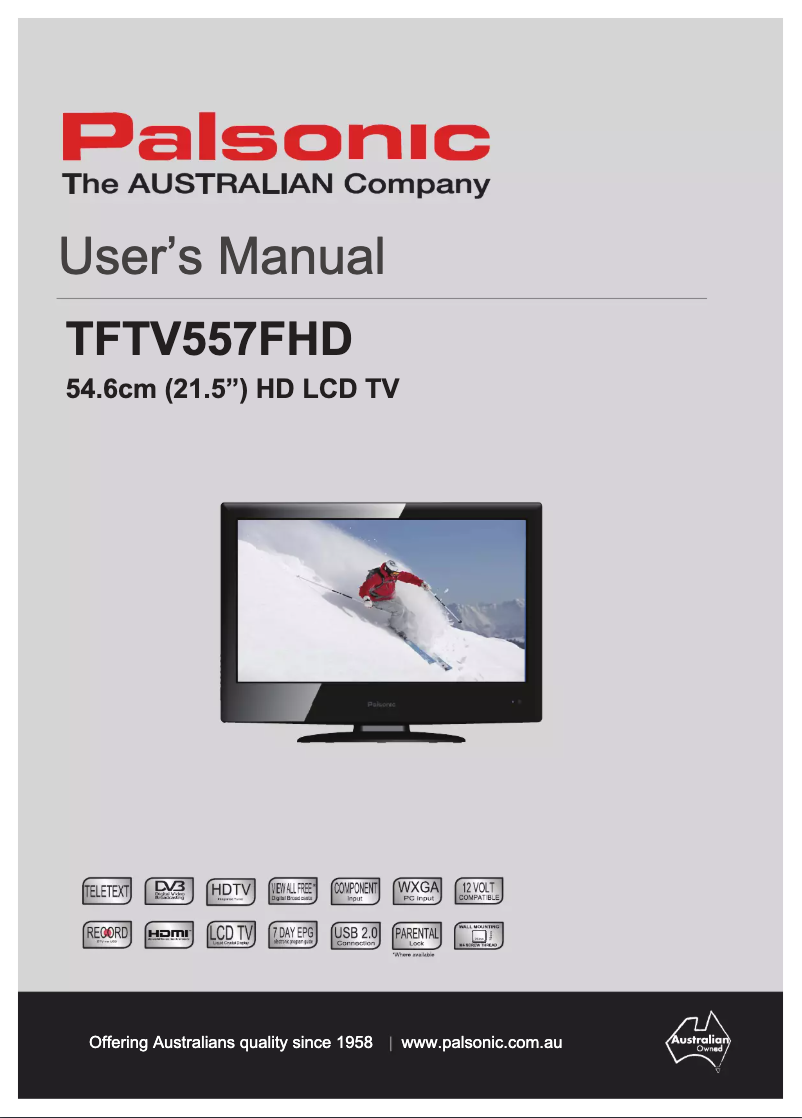 Page n°1 - Manuel utilisateur Palsonic TFTV557FHD