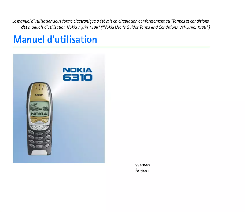 Image de la première page du manuel de l'appareil 6310