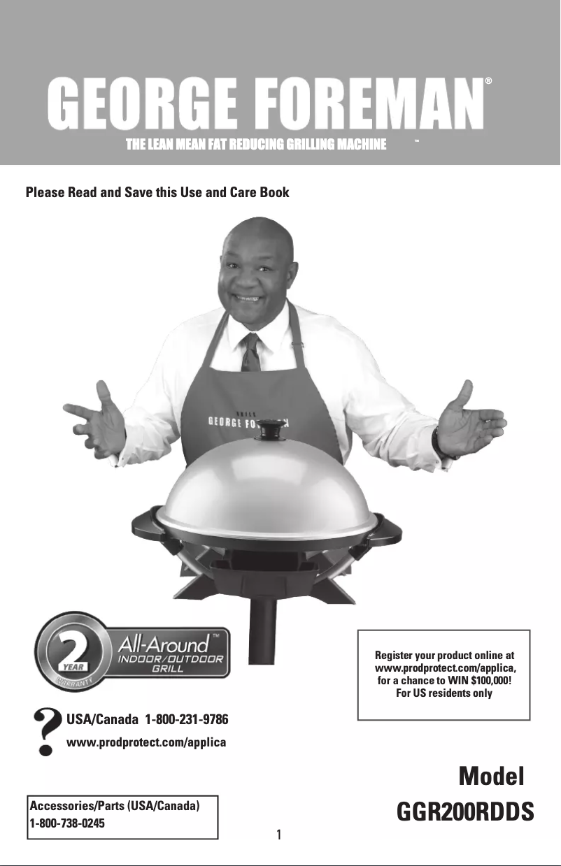 Página 1 del manual Manual de usuario George Foreman GGR200RDDS