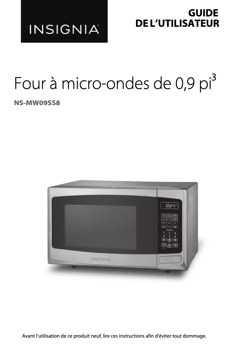 Page 1 de la notice Manuel utilisateur Insignia NS-MW09SS8