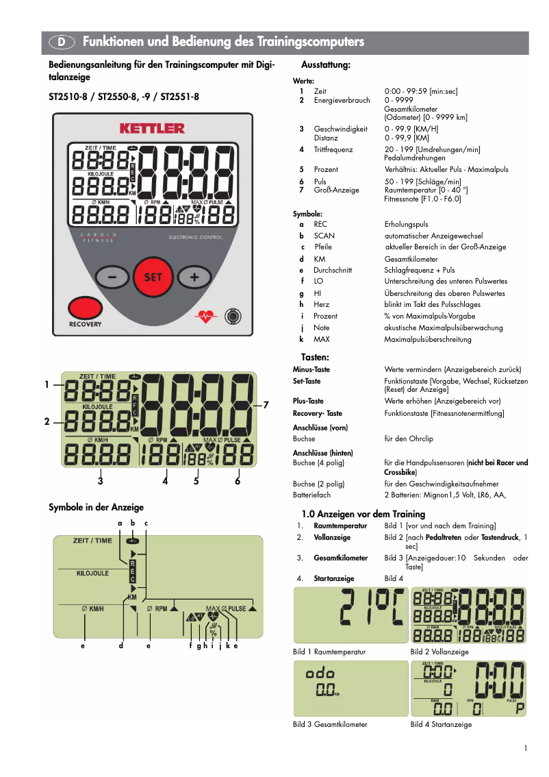 Page 1 de la notice Manuel utilisateur Kettler Rivo P-LTD
