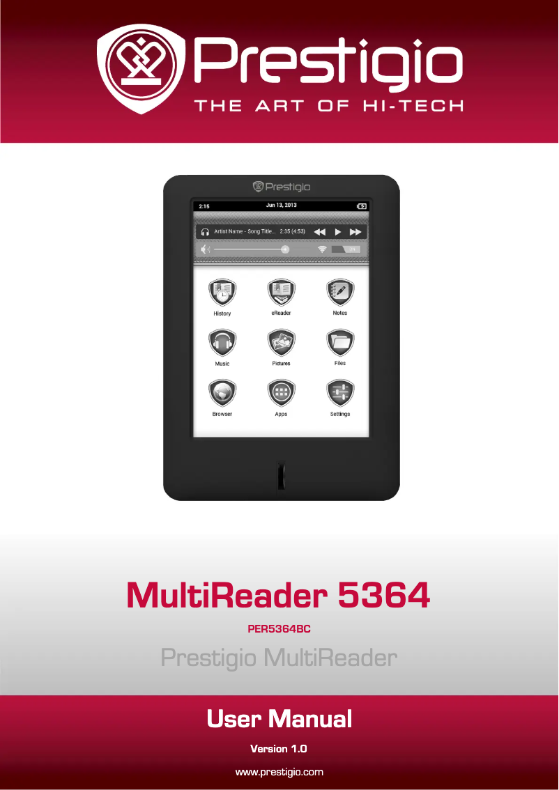 Page n°1 - Manuel utilisateur Prestigio MultiReader 5364