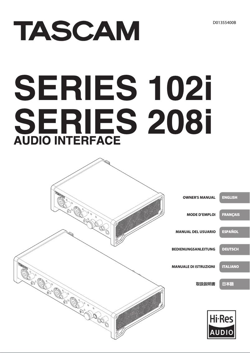 Page 1 de la notice Manuel utilisateur Tascam SERIES 102i