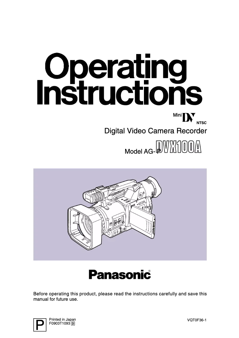 Image de la première page du manuel de l'appareil AG-DVX100AP