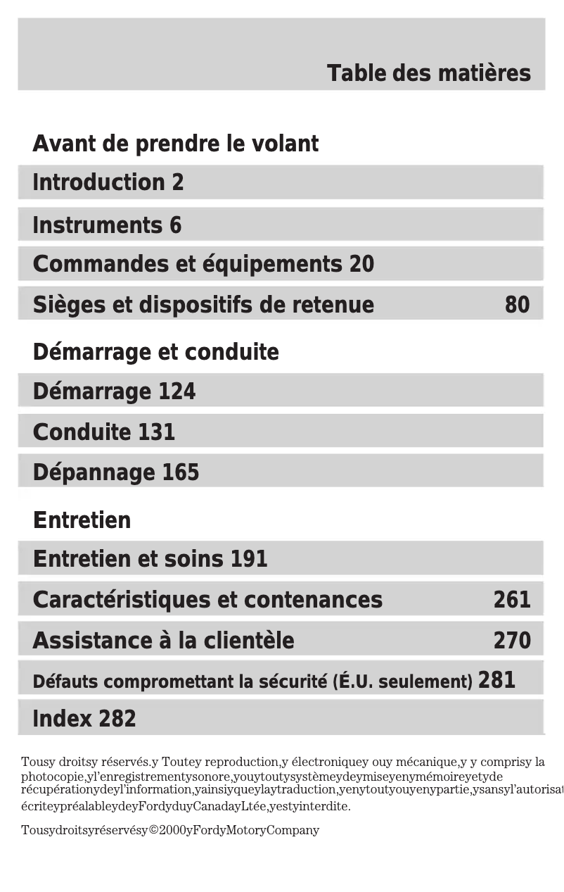 Page n°1 - Manuel utilisateur Ford Focus (2001)
