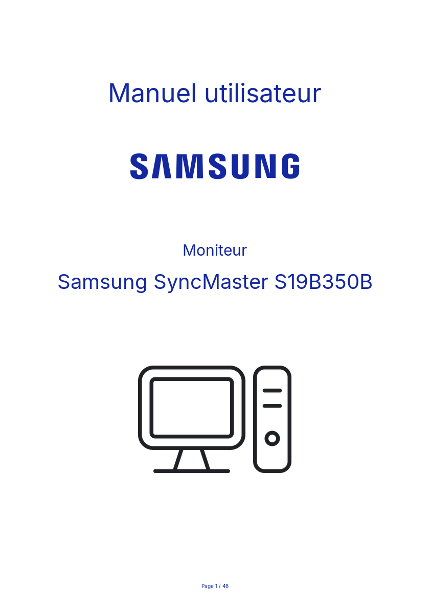 Image de la première page du manuel de l'appareil SyncMaster S19B350B