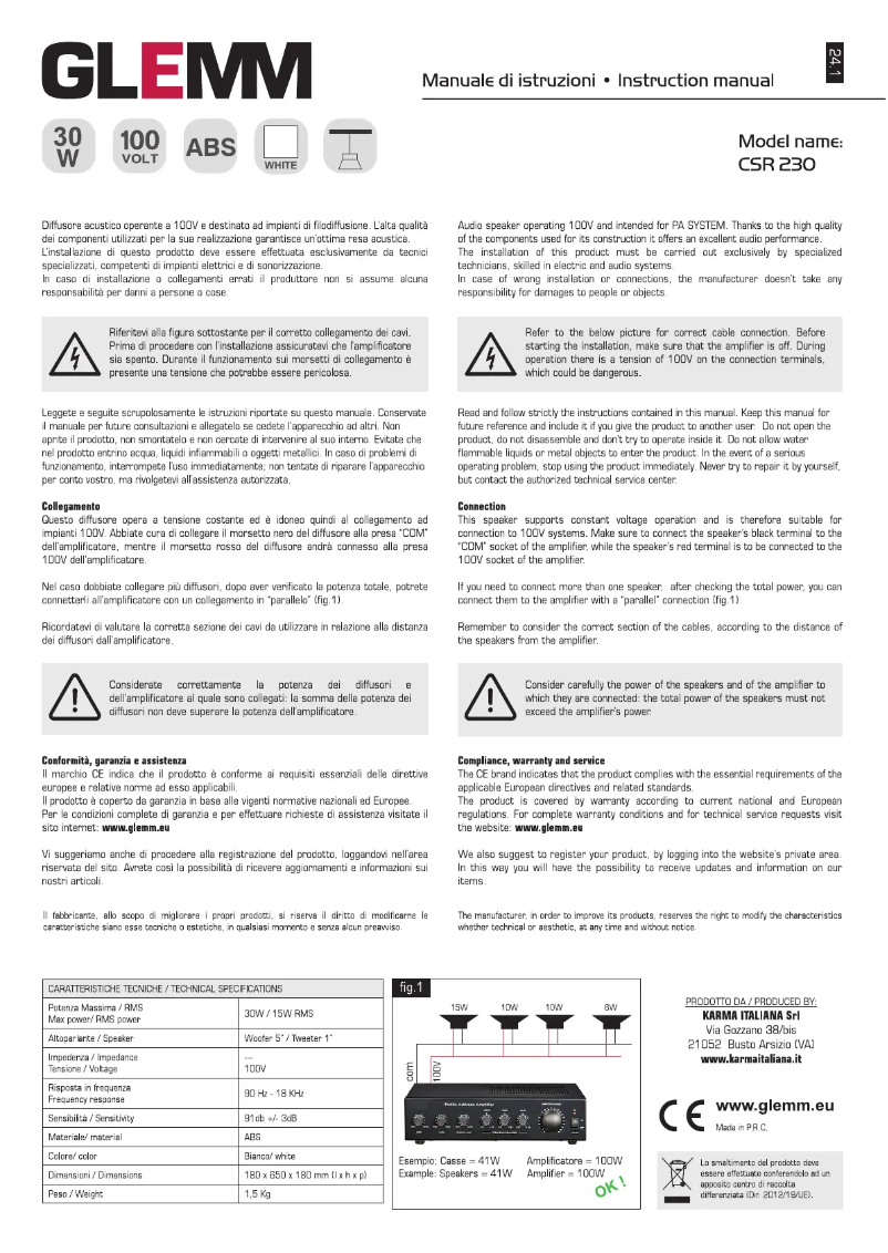 Image de la première page du manuel de l'appareil CSR 230