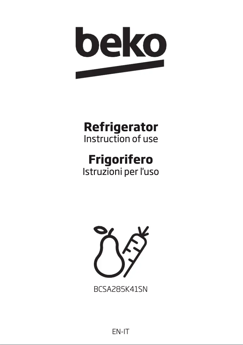 Page 1 de la notice Manuel utilisateur Beko BCSA285K41SN