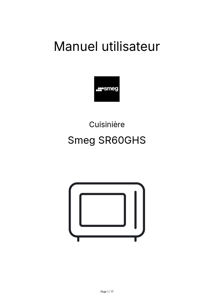 Page n°1 - Manuel utilisateur Smeg SR60GHS