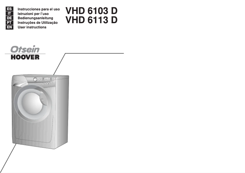 Page n°1 - Manuel utilisateur Hoover VHDS 6103 D07S