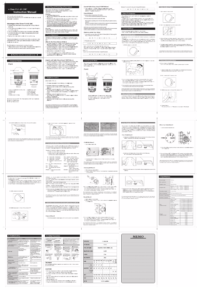 Page n°1 - Manuel utilisateur Rokinon Digital Photo RK35M-C