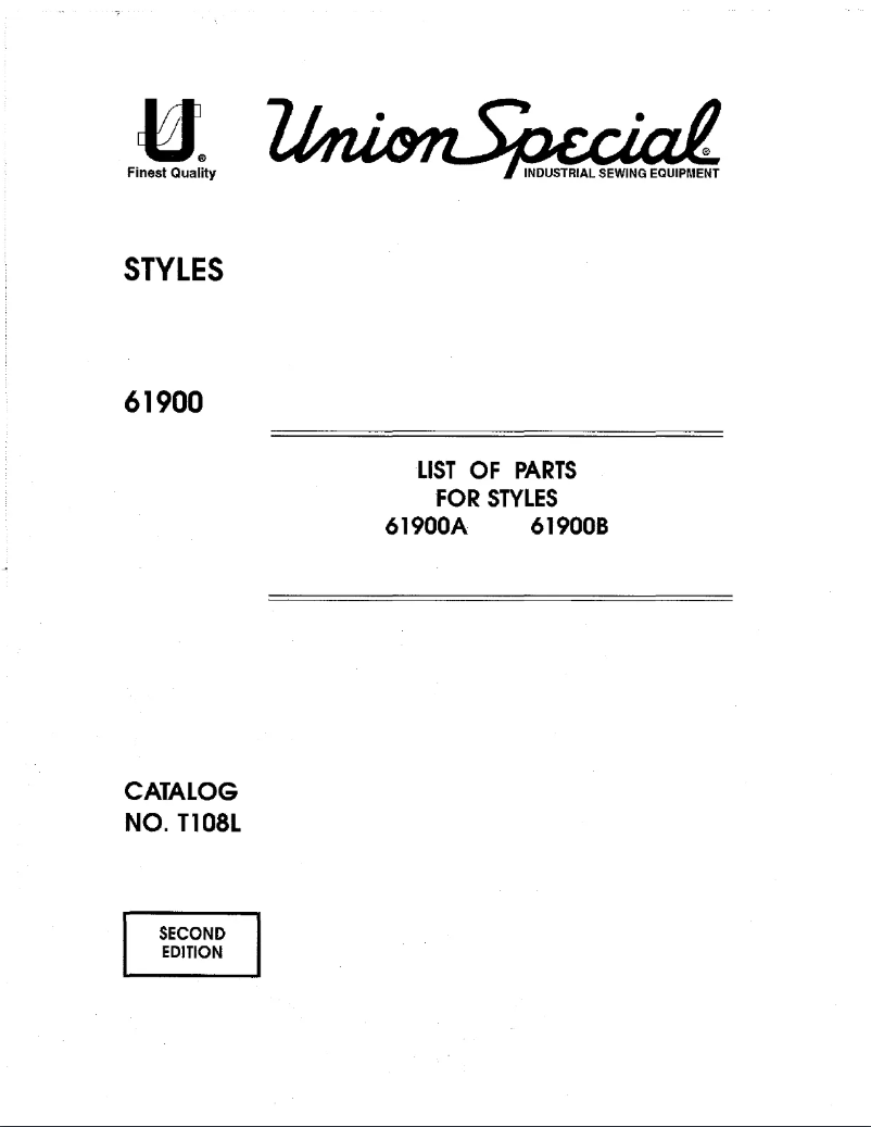 Page 1 de la notice Manuel utilisateur Union Special 61900A