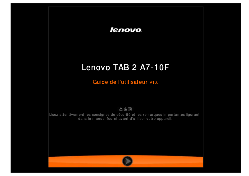 Page 1 de la notice Manuel utilisateur Lenovo Tab 2 A7-10