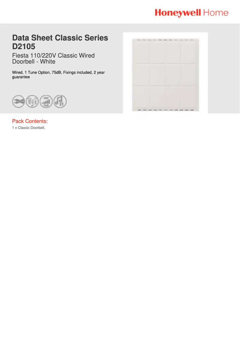 Page n°1 - Manuel utilisateur Honeywell D2105