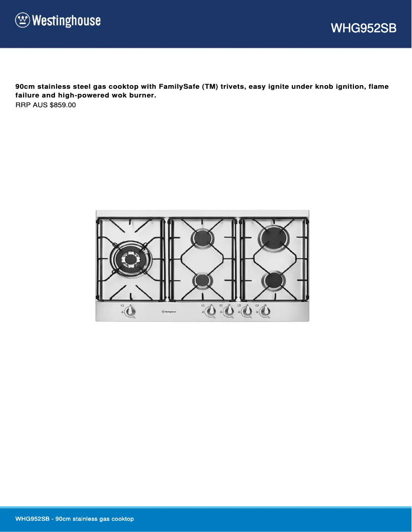 Image de la première page du manuel de l'appareil WHG952SB