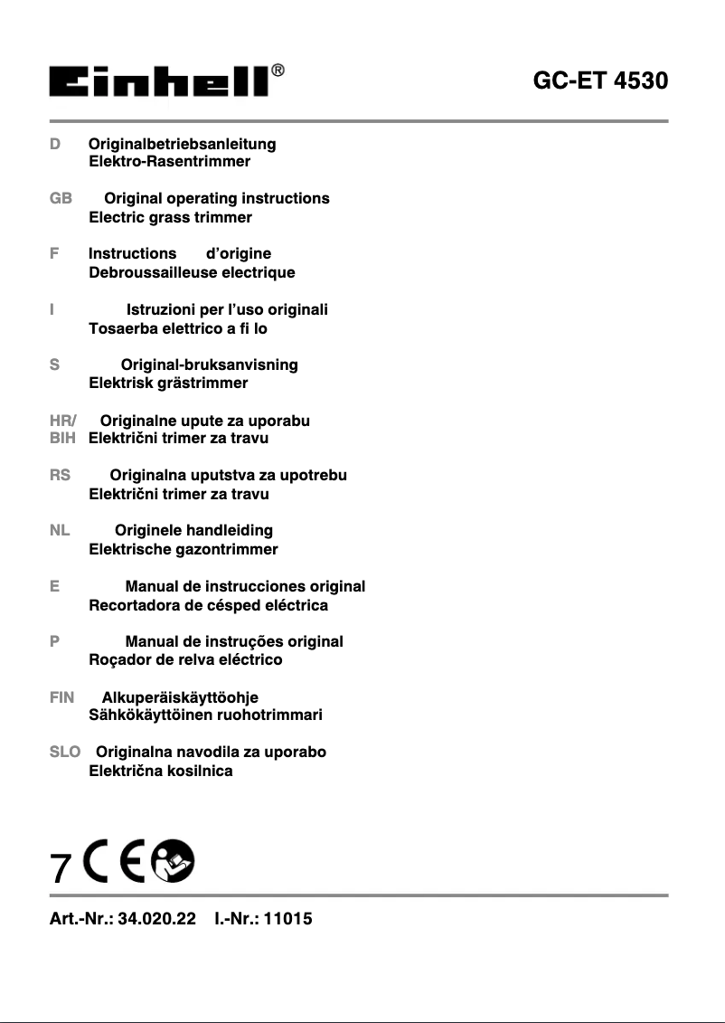 Page 1 of the manual User Manual Einhell GC-ET 4530