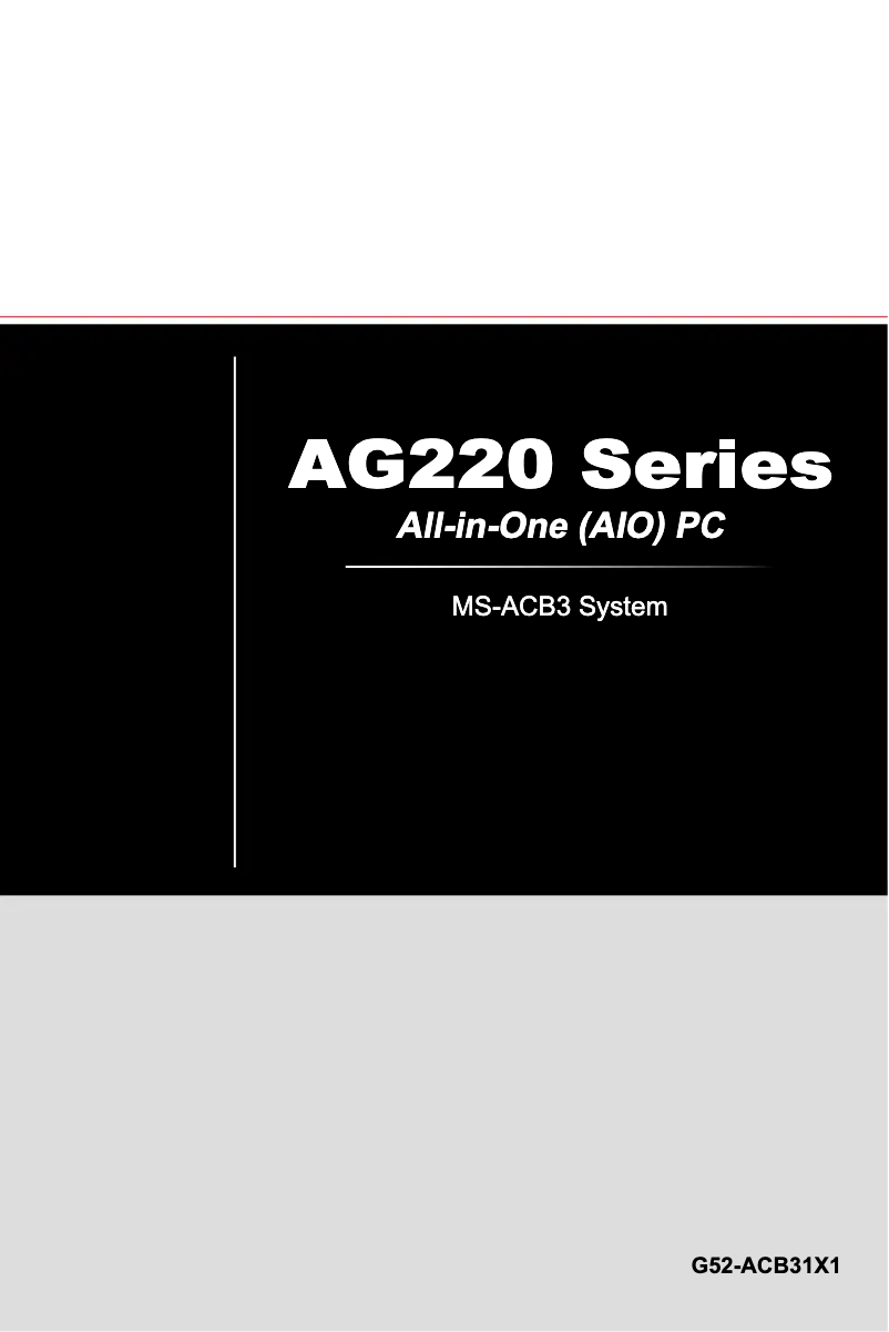 Page 1 de la notice Manuel utilisateur MSI Wind Top AG220 2PE-026EU-B5421H8G1T0DS81MANX