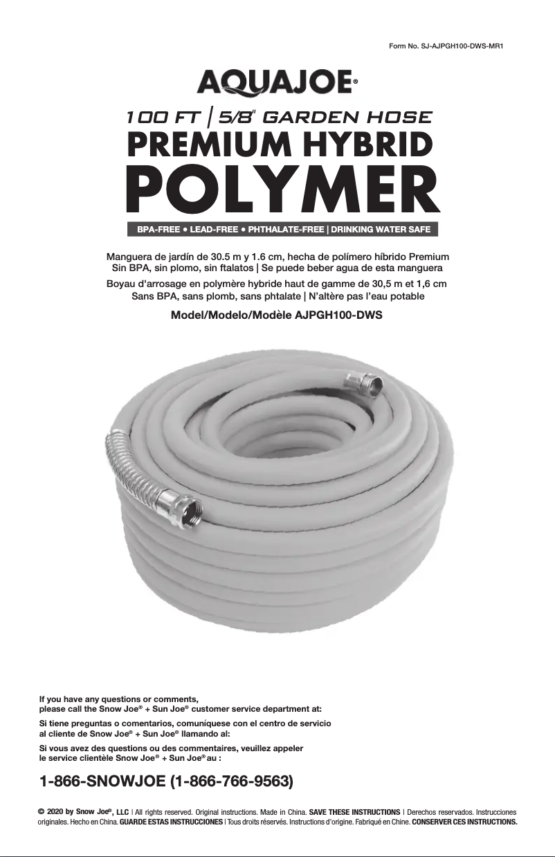 Image de la première page du manuel de l'appareil AJPGH100-DWS