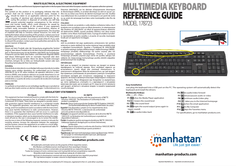 Page 1 de la notice Manuel utilisateur Manhattan 178723
