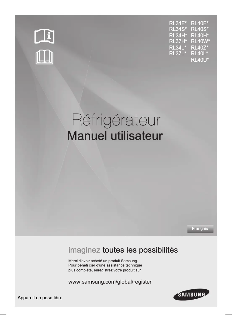 Page 1 de la notice Manuel utilisateur Samsung RL34HGPS