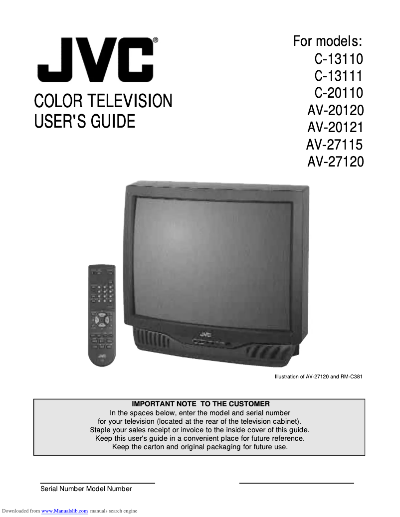Page n°1 - Manuel utilisateur JVC AV-27120